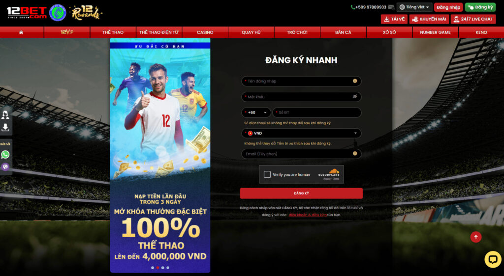 hướng dẫn đăng ký tài khoản 12bet chi tiết cho người chơi mới